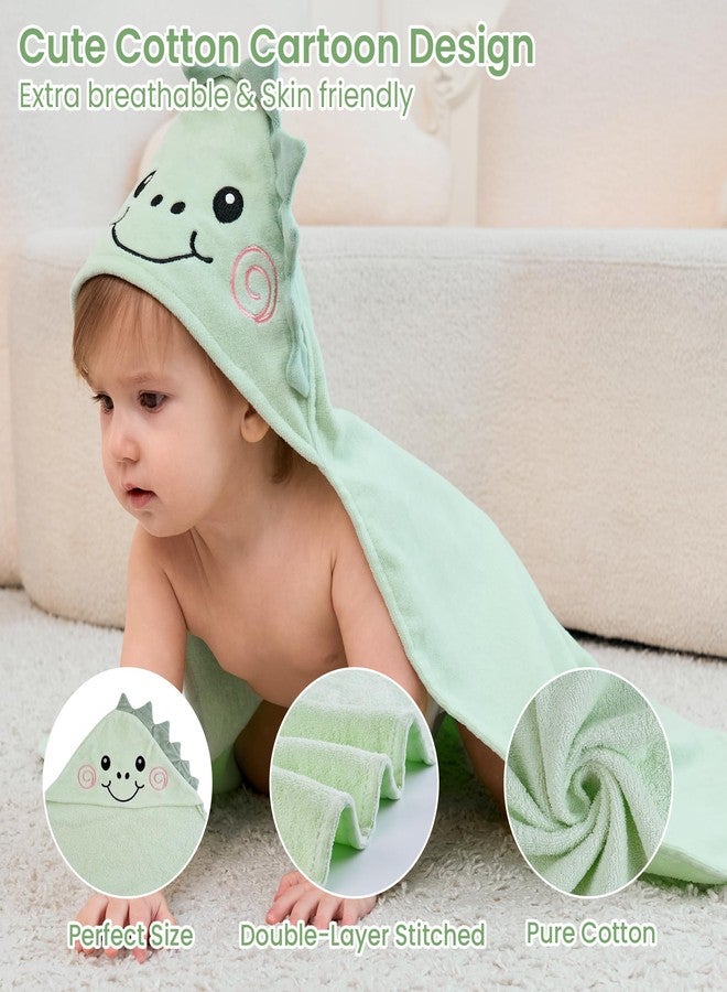 Mooreeke مناشف موريكي للأطفال الصغار (عبوة من قطعتين) - مناشف قطنية 100% للأطفال الصغار مزودة بغطاء للرأس - منشفة استحمام ناعمة للأطفال حديثي الولادة مزودة بغطاء للرأس - منشفة مريحة للأطفال الرضع من الجنسين - على شكل حيوانات (جرو وديناصور) - Image 2